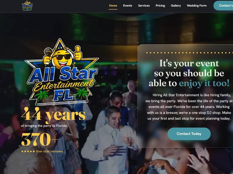 All Star Entertainment Florida website design