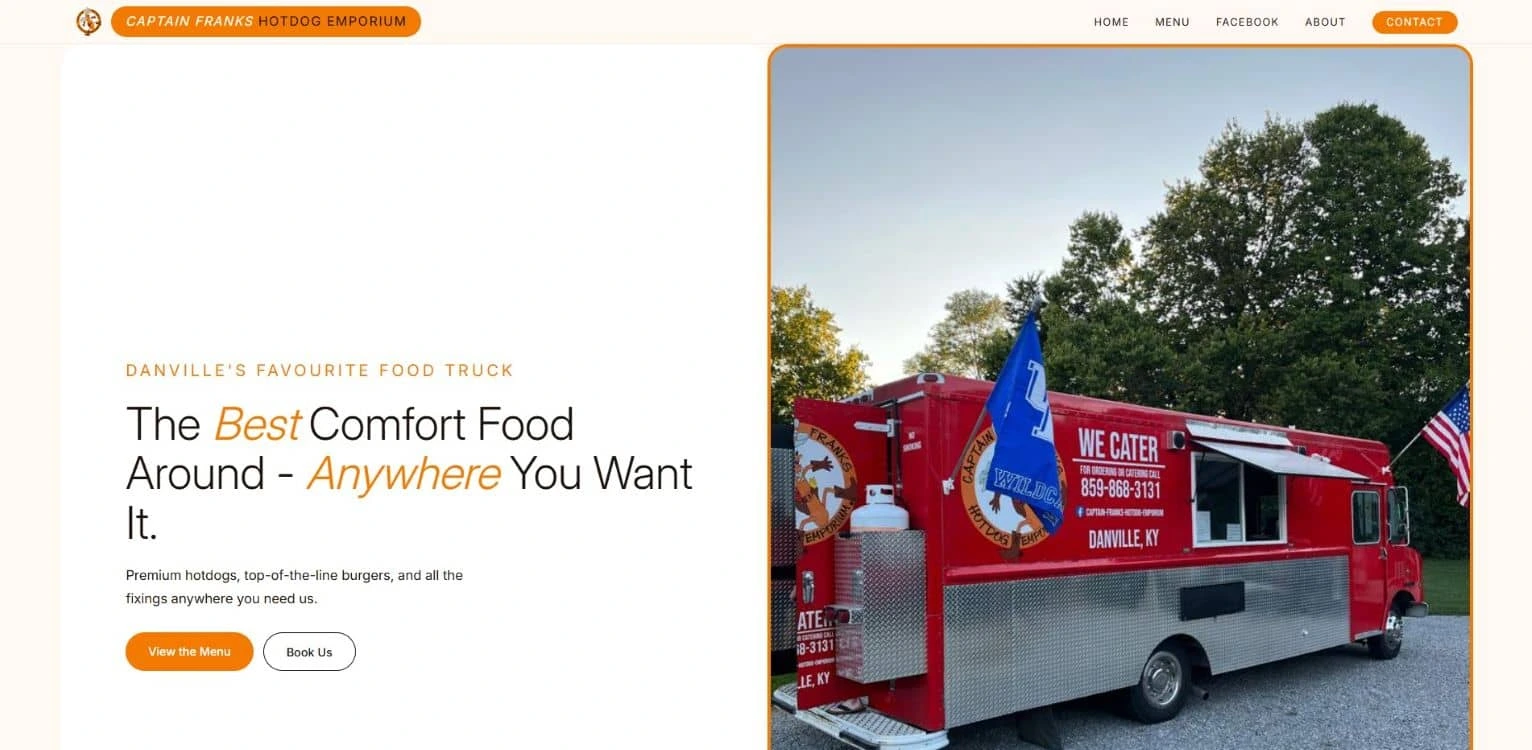 Captain Franks Hotdog Emporium website screenshot